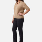 Women's Knitted Polo Sweater – Ribbed Collar, Cotton Blend