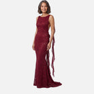 Women's Evening Gown – Backless Lace, Mermaid Silhouette