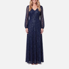 Women's Evening Gown – Navy Sequin A-Line, Floor-Length