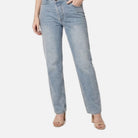 Women's Straight Leg Jeans – Asymmetric Waist, Cotton Blend