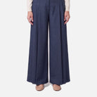 Women's Pleated Wide Leg Trousers – Faced Waistband