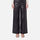 Women's Faux Leather Wide Leg Trousers – High Waist