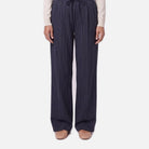 Women's Pinstripe Trousers – Wide Leg, Drawstring Waist