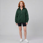 Paloma oversized half-zip sweatshirt in green on model