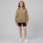 Paloma oversized half-zip sweatshirt in khaki on model