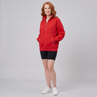 Paloma oversized half-zip sweatshirt in red on model
