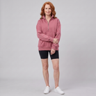 Paloma oversized half-zip sweatshirt in rose red on model