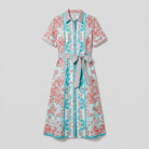 A-line collared midi dress with tie belt, product flat-lay