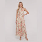 Aurelle floral halter midi dress, full length
