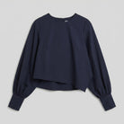 Pamela Boutique navy batwing ribbed crop top, product detail