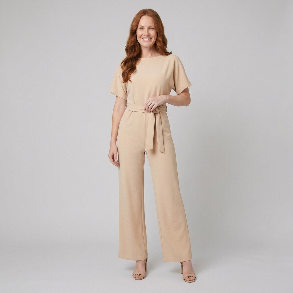 Bella Jumpsuit Women — Apricot front
