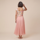 Blaze Cloud Dress square back with centre zip, model back view — back