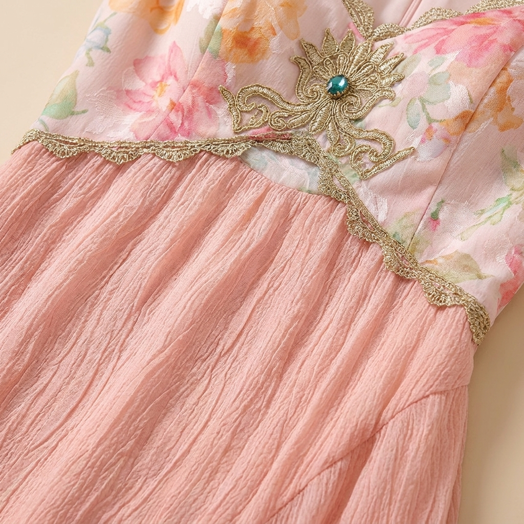 Blaze Cloud Dress floral jacquard chiffon fabric close-up — fabric