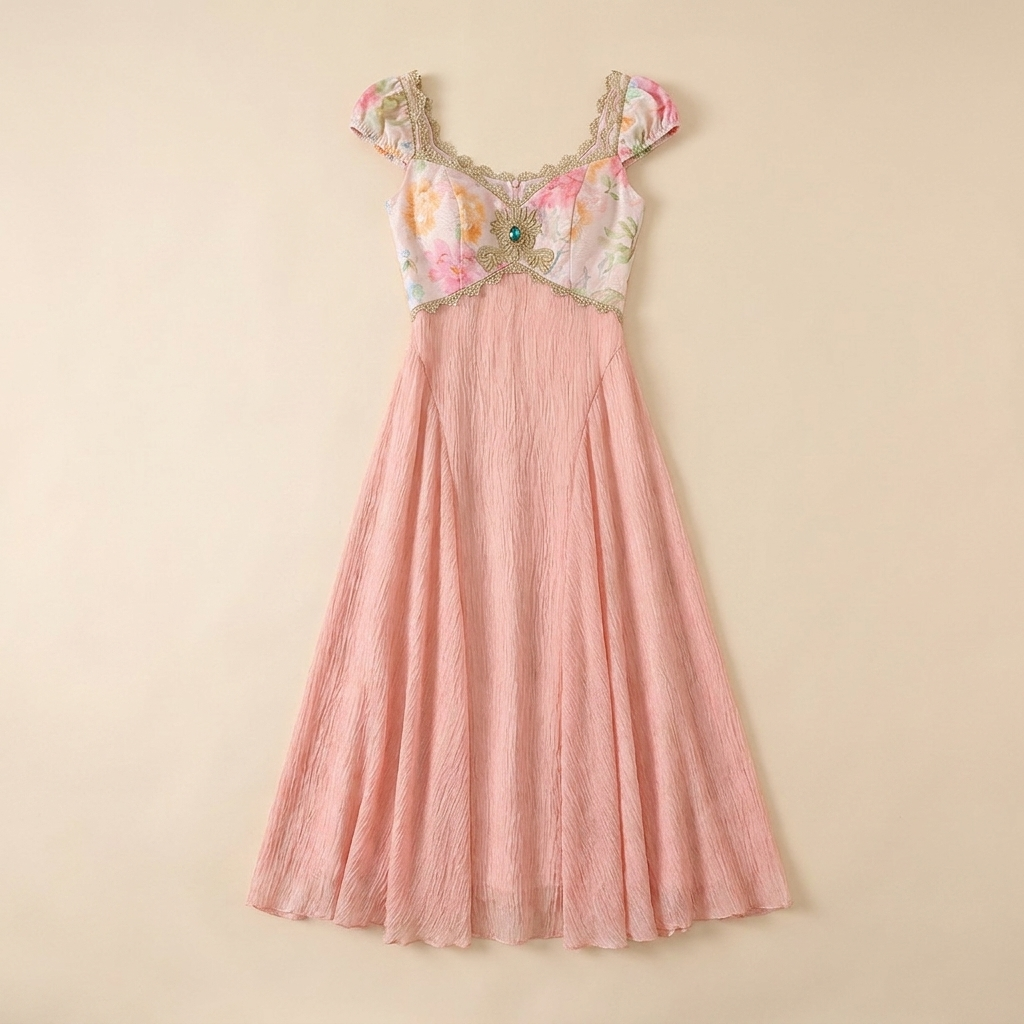 Blaze Cloud Dress pink chiffon dress product flat-lay — flat-lay