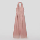 Dusty rose pink halter-neck wide-leg jumpsuit, product flat-lay