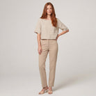 Model wearing natural linen boxy crop top - Breezy Boxy Crop Top