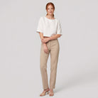 Model wearing white boxy linen crop top - Breezy Boxy Crop Top