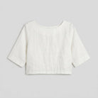 White linen boxy crop top product detail - Breezy Boxy Crop Top