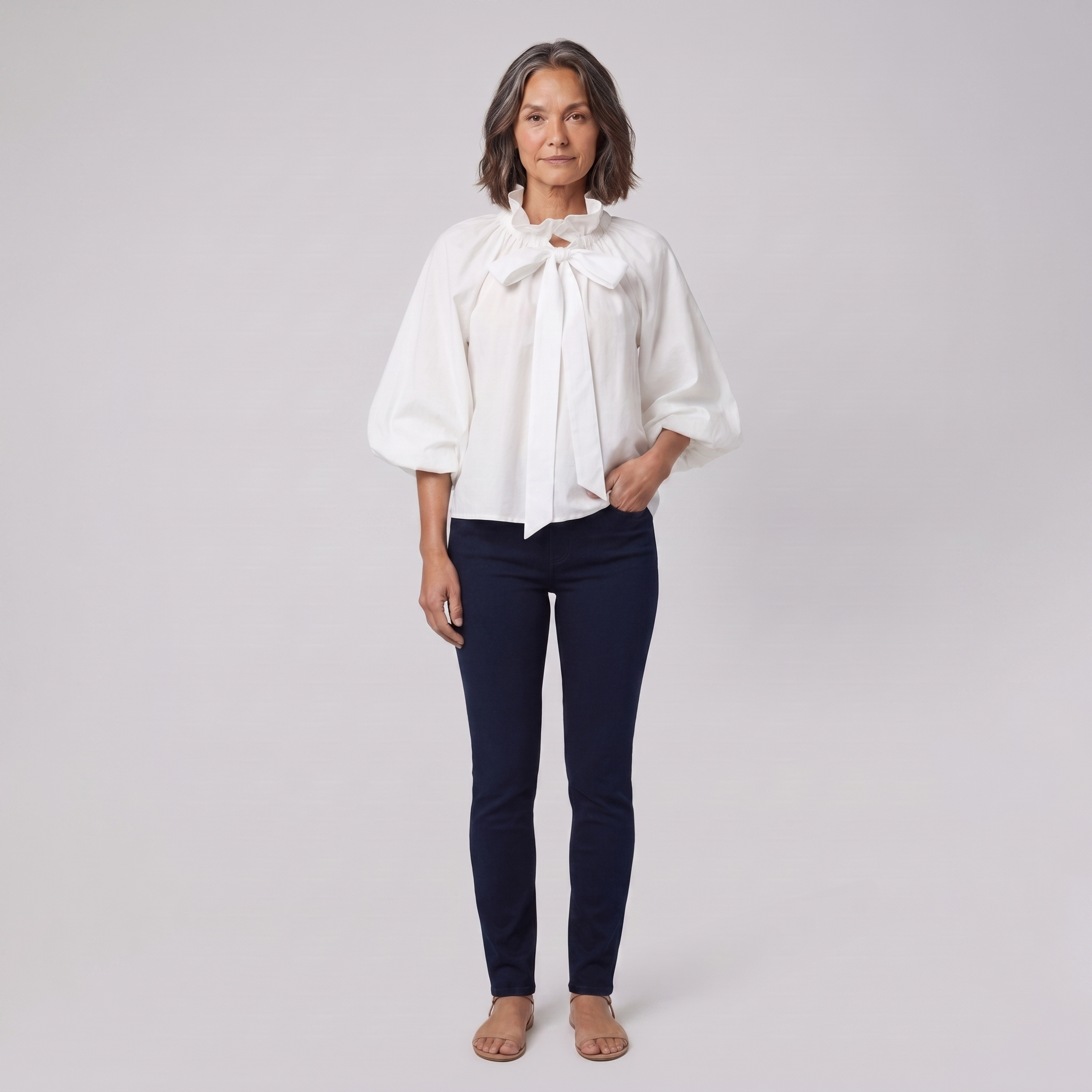 Brielle Womens Blouse — White front