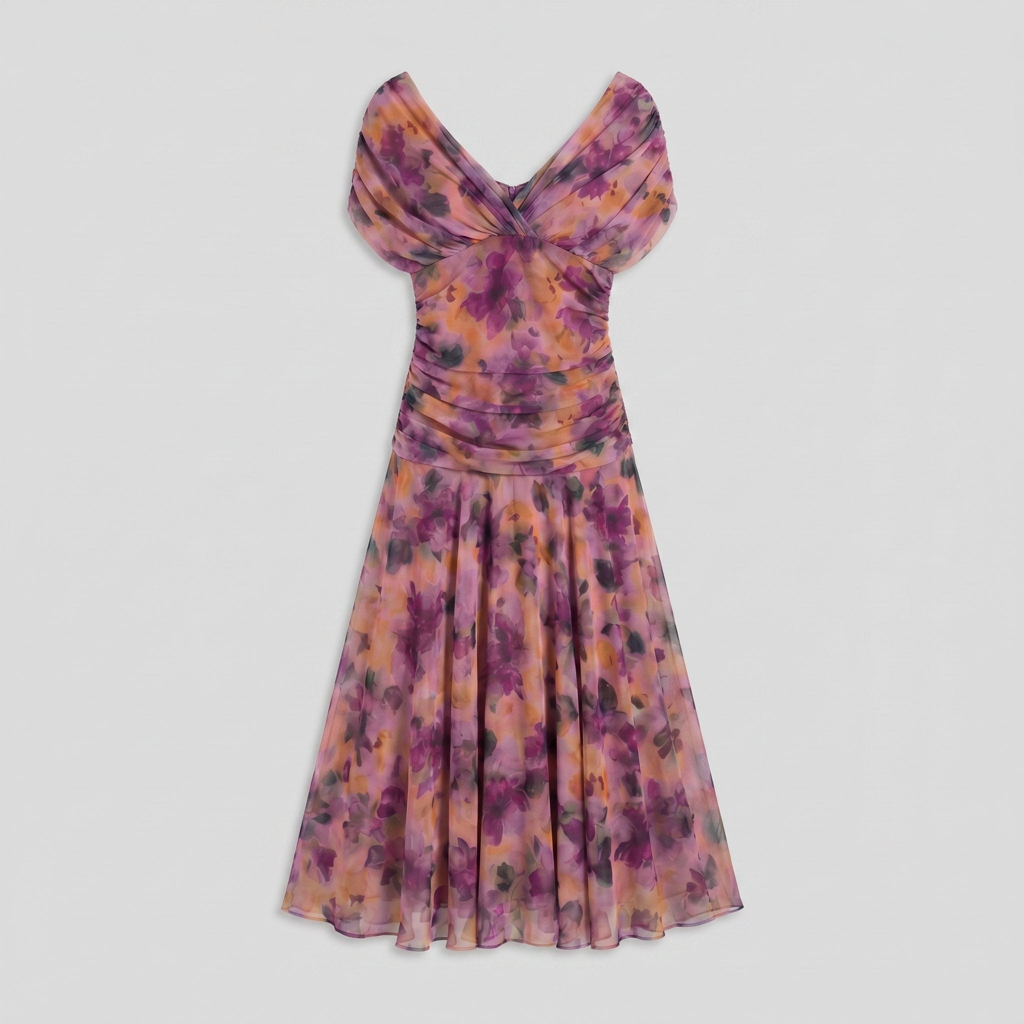 Caden midi dress flat lay detail on grey