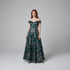 Caden off shoulder midi dress in multicolor floral, full length