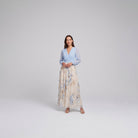 Floral V-neck maxi dress, full-length on model