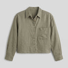 Forest green linen shirt product detail - Cleo Women's Shirt