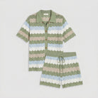 Cora Crochet Cover-Up Set green chevron open-knit fabric detail flat-lay