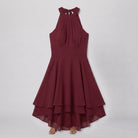 Wine red Daisy ruffle dress product flat-lay