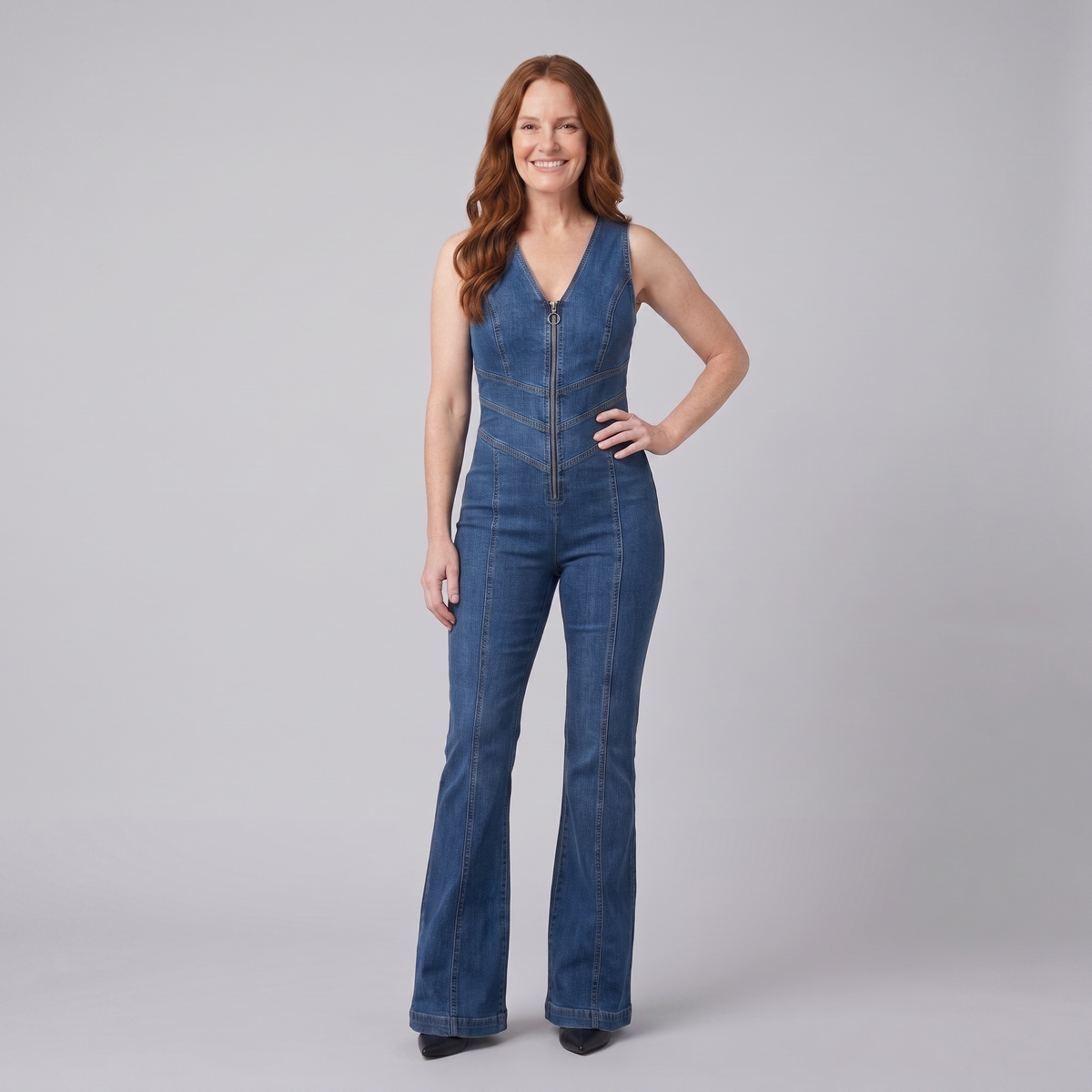 Dara Denim Jumpsuit — front