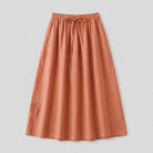 Peach linen A-line drawstring skirt, product flat-lay