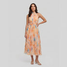 Elysian multicolor halter midi dress, full length