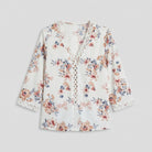 Pamela Boutique floral V-neck blouse with crochet trim, product detail