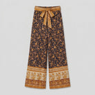 Pamela Boutique brown floral wide-leg trousers with tie belt, product detail