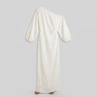 Ivory one-shoulder maxi dress product flat-lay