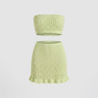 Lime green knit two-piece set product flat-lay