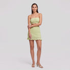 Lime green knit two-piece loungewear set, alternate pose