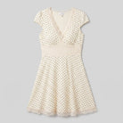 Cream polka dot lace mini dress product flat-lay