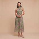 Pamela Boutique Mirelle sage green floral midi dress front pose