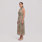 Pamela Boutique Mirelle sage green floral midi dress side view