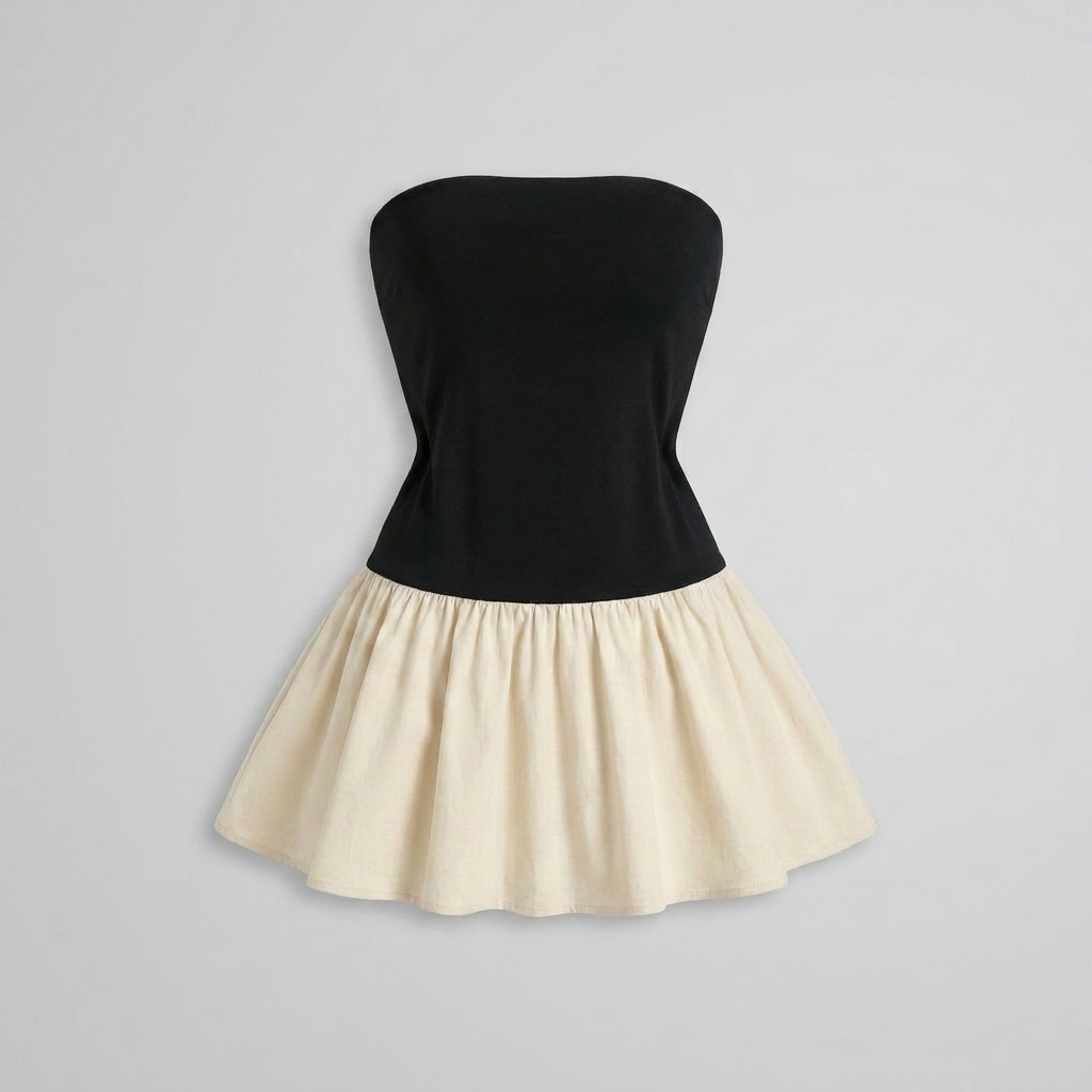Pavé Backless Dress black and cream product flat-lay — flat-lay