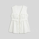 Pamela Boutique white peplum sleeveless V-neck tie-front top, product detail