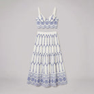 Pinta ivory broderie skirt set flat-lay - blue eyelet embroidery