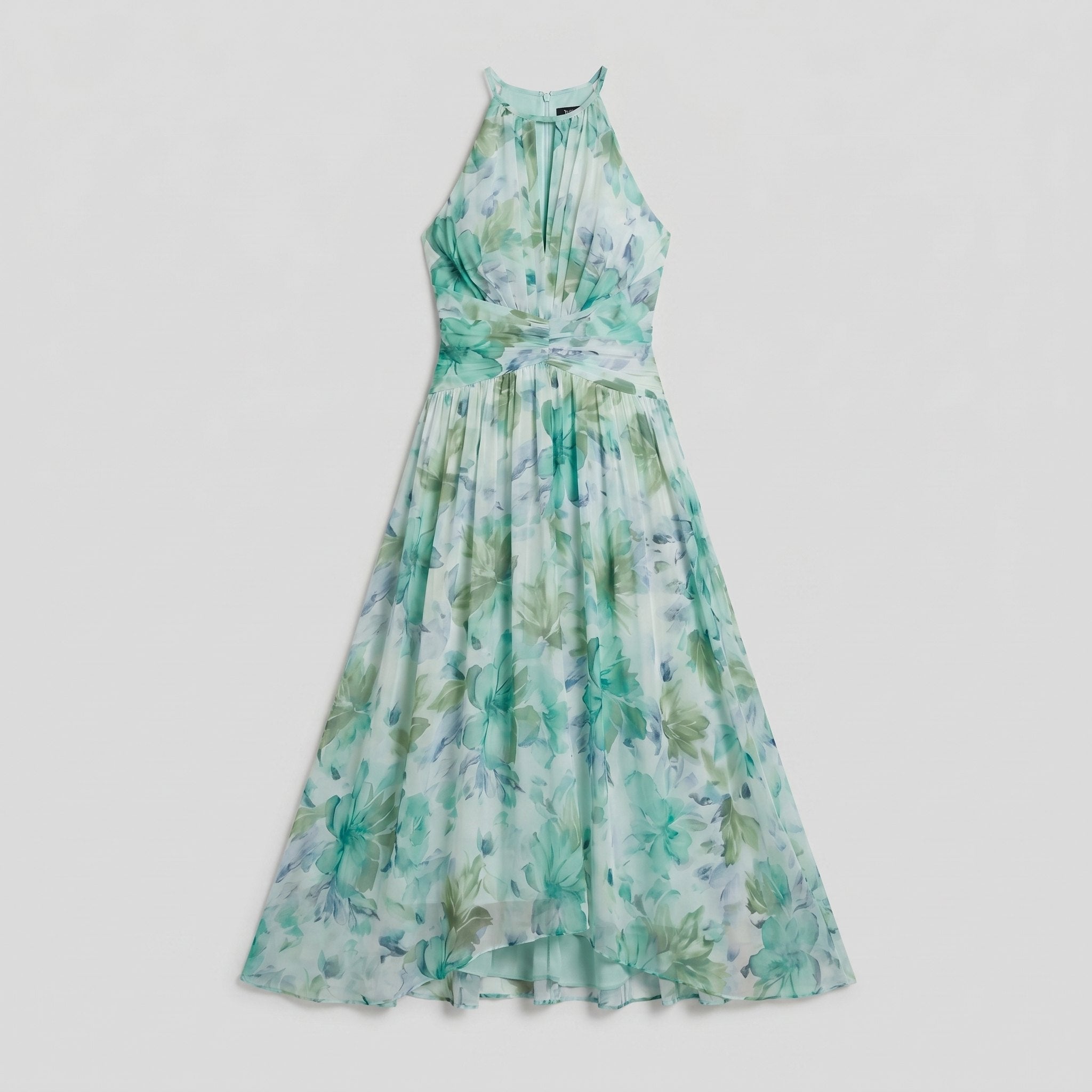 Poppy green floral midi dress flat lay detail