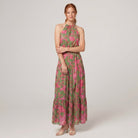 Raven floral halter midi dress, front view