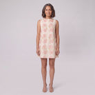 Rosa cream floral sleeveless A-line mini dress - front view