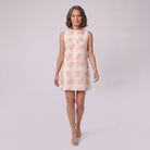 Rosa cream floral sleeveless mini dress - walking view
