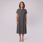 Sierra black striped seersucker shirt dress