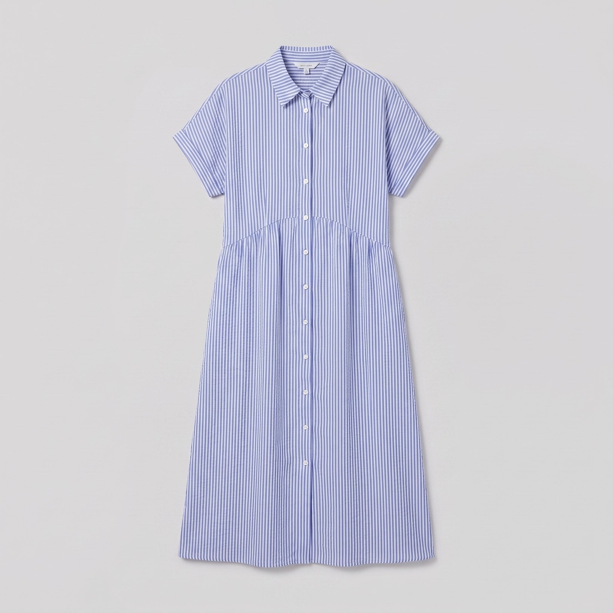 Sierra striped seersucker shirt dress flat lay detail