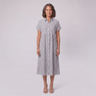 Sierra gray striped seersucker shirt dress